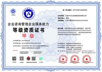 企業(yè)管理咨詢服務(wù)能力等級(jí)證書(shū)